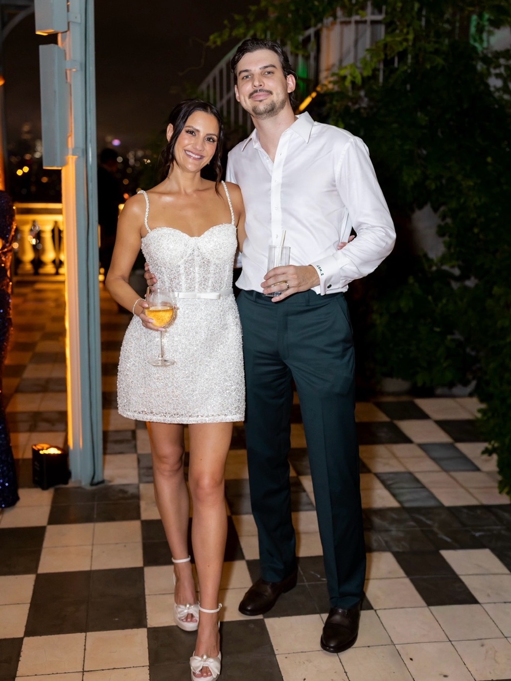 NADINE MERABI White Beaded Mini Dress